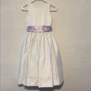 US Angels White Satin Flower Girl Dress Communion